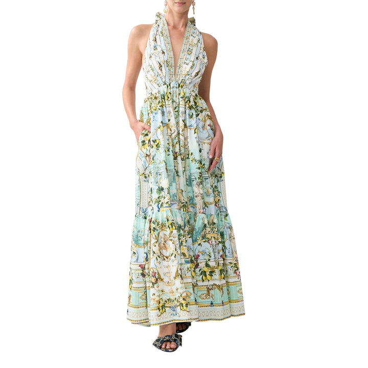 Ruffle Hem Halter Dress