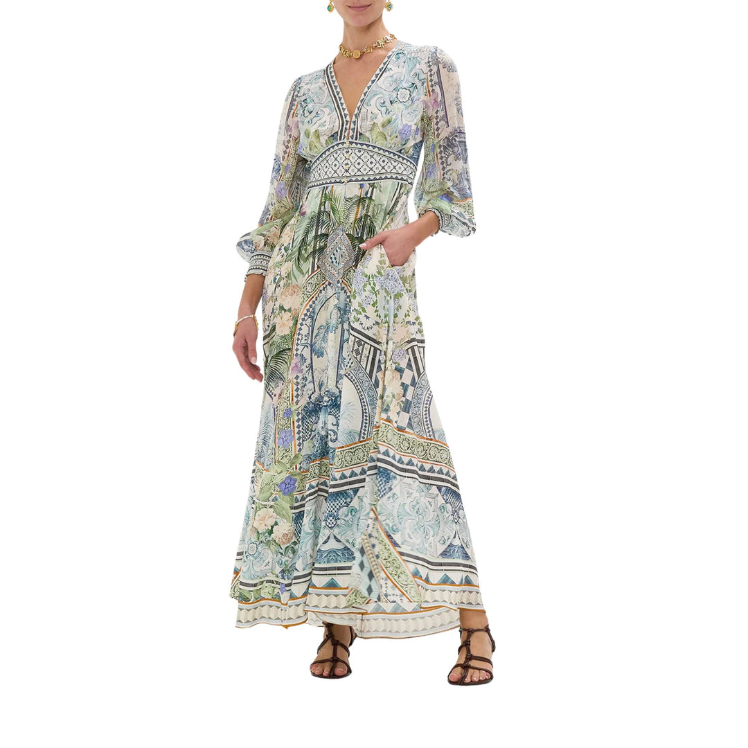 Button Dress With Shaped Waistband
