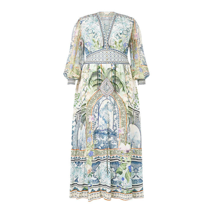 Button Dress With Shaped Waistband