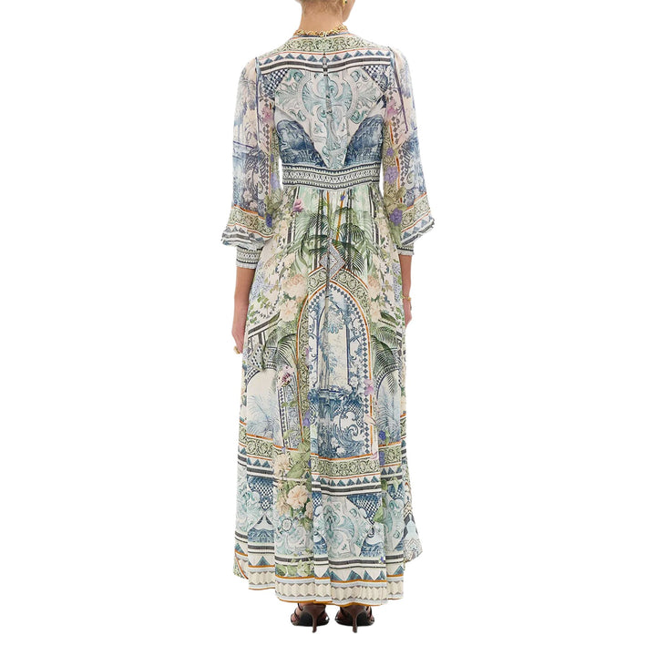 Button Dress With Shaped Waistband