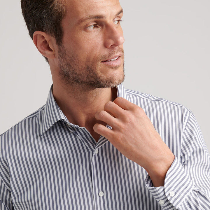 Cannon Crown Lite Cotton-Stretch Sport Shirt, Gale Grey