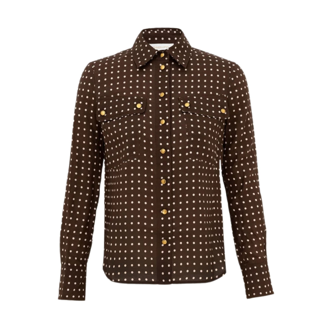 Cargo Shirt in Chocolate/Cream Dot