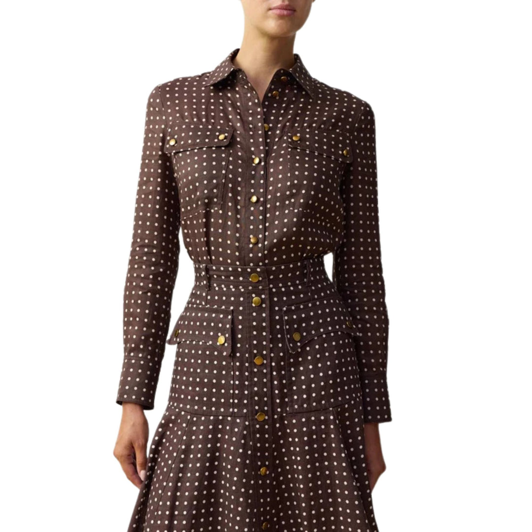 Cargo Shirt in Chocolate/Cream Dot