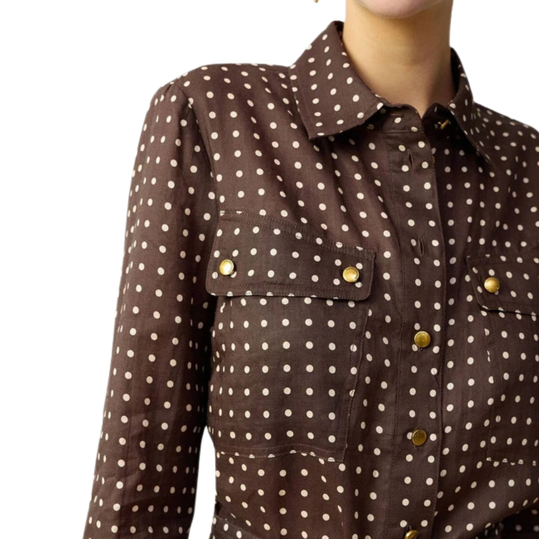 Cargo Shirt in Chocolate/Cream Dot