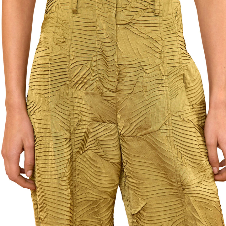 Carine Satin Pant in Moss Gold