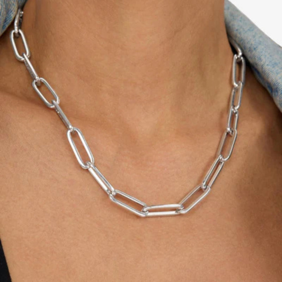 Carrie Silver Chain Necklace - Silver