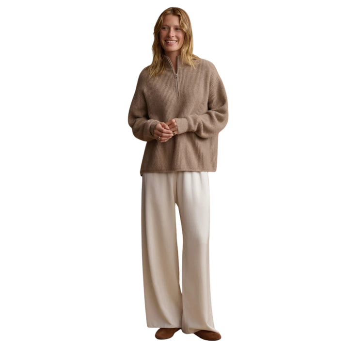 Cashmere Half Zip in Undyed Stone