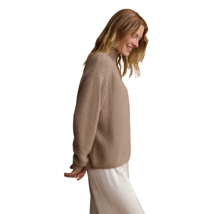 Cashmere Half Zip in Undyed Stone
