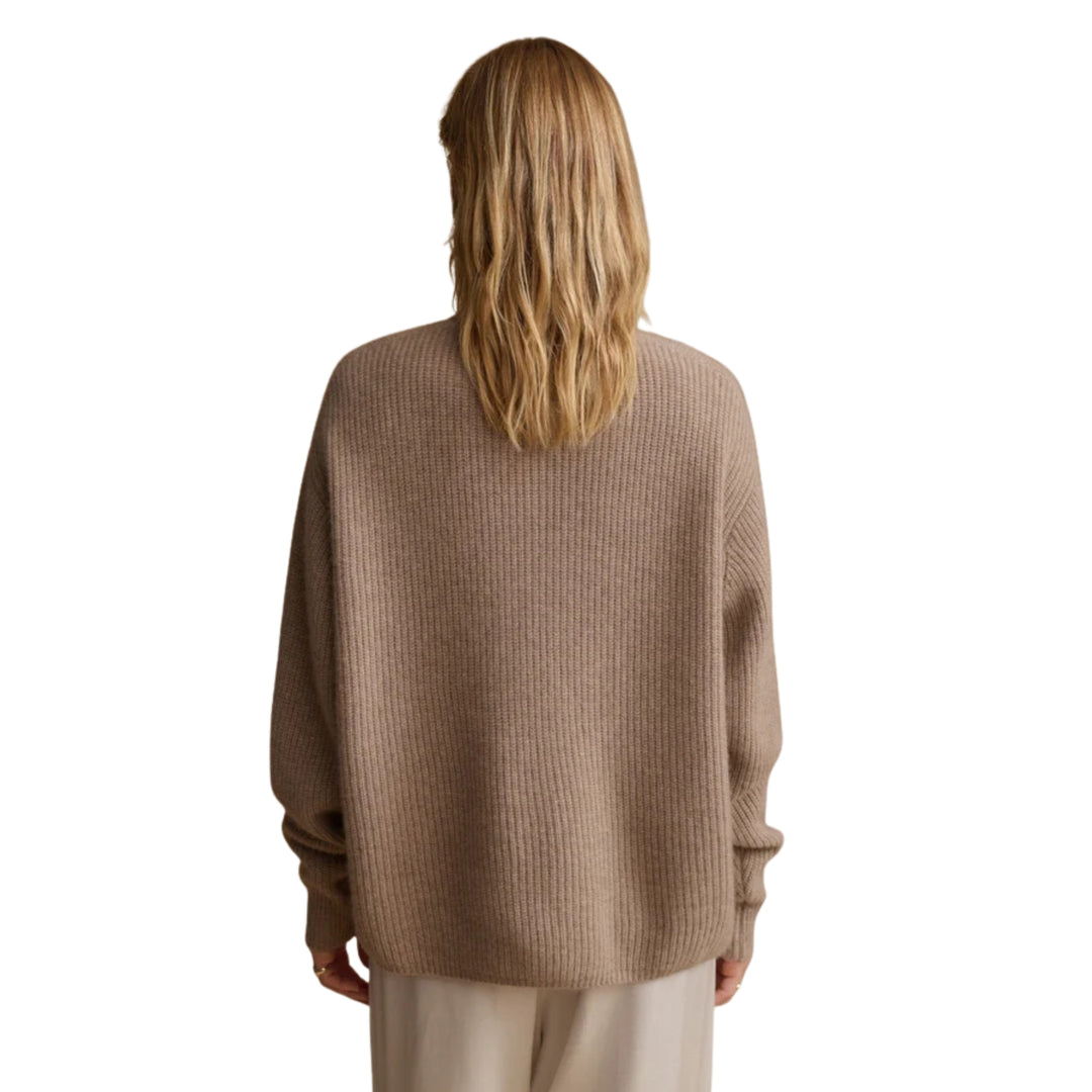 Cashmere Half Zip in Undyed Stone