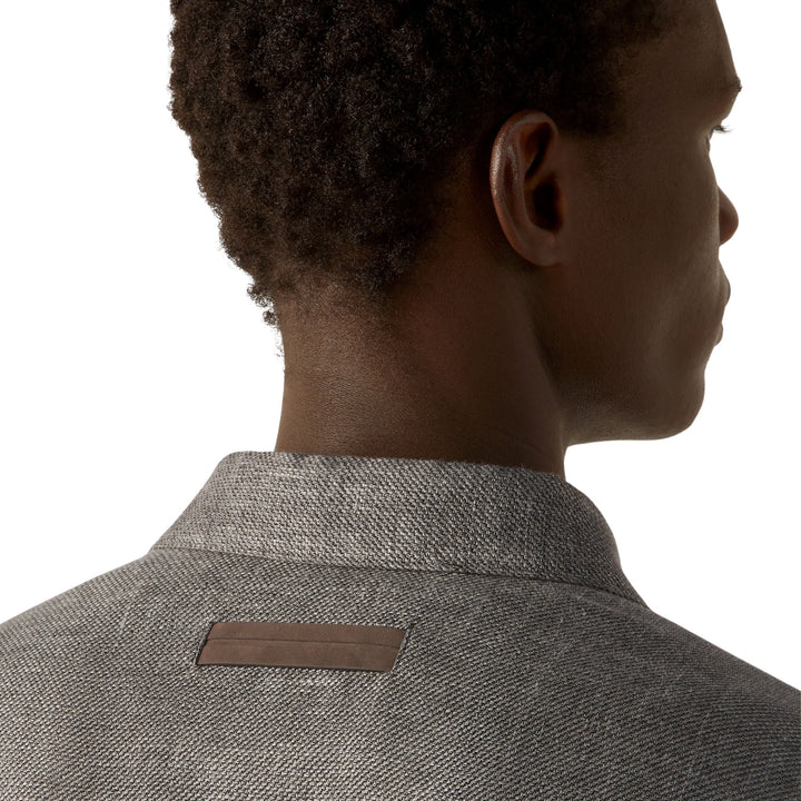 Cashmere Linen and Silk Overshirt in Dark Brown Mélange