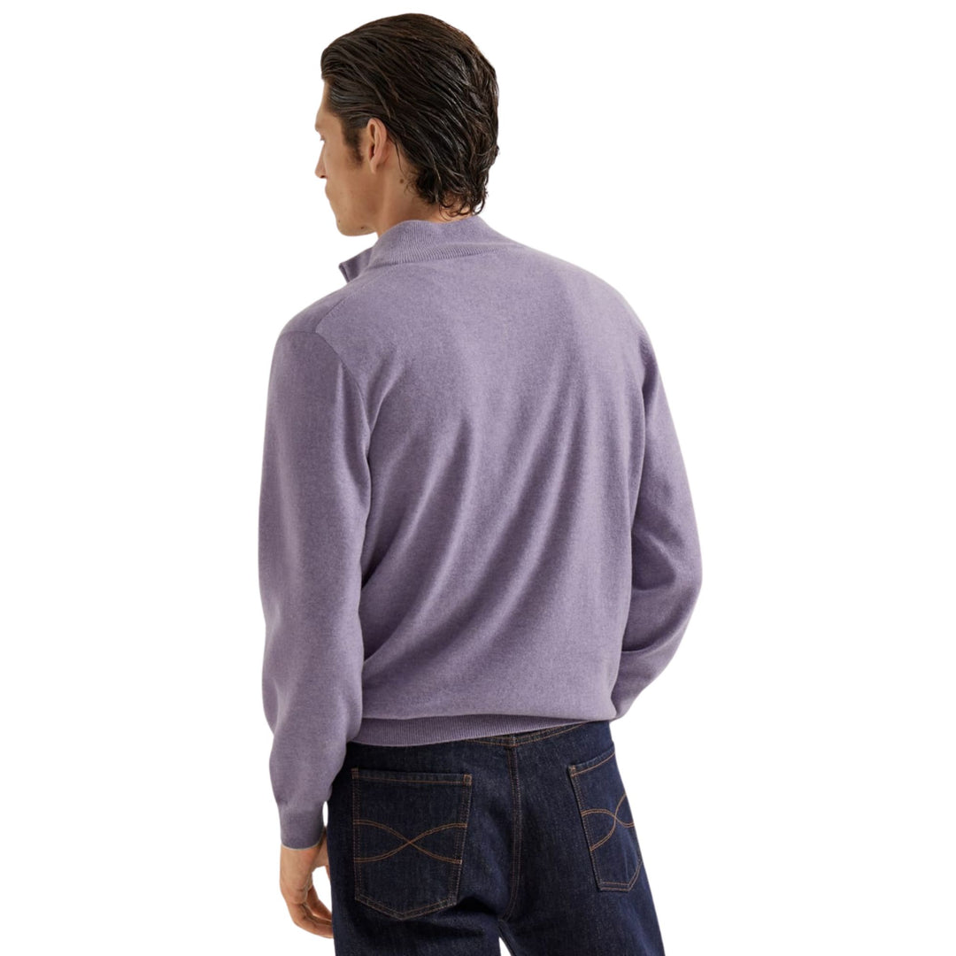 Cashmere sweater with half zip in Lilac