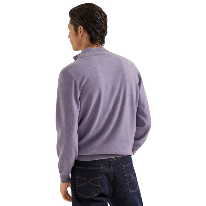 Cashmere sweater with half zip in Lilac