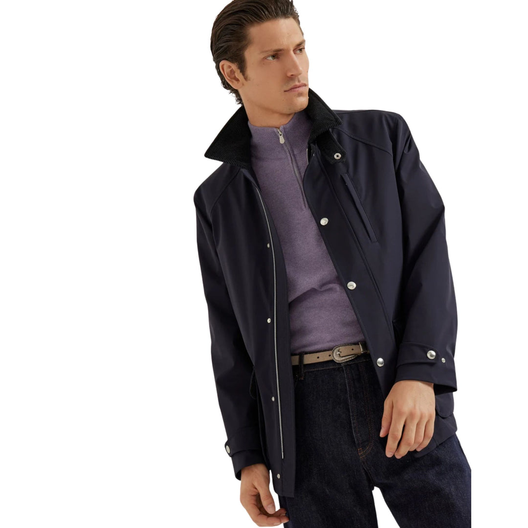 Cashmere sweater with half zip in Lilac