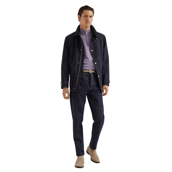 Cashmere sweater with half zip in Lilac
