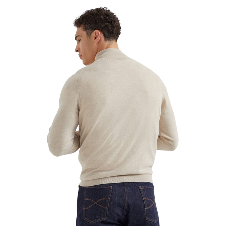 Cashmere sweater with half zip in sand