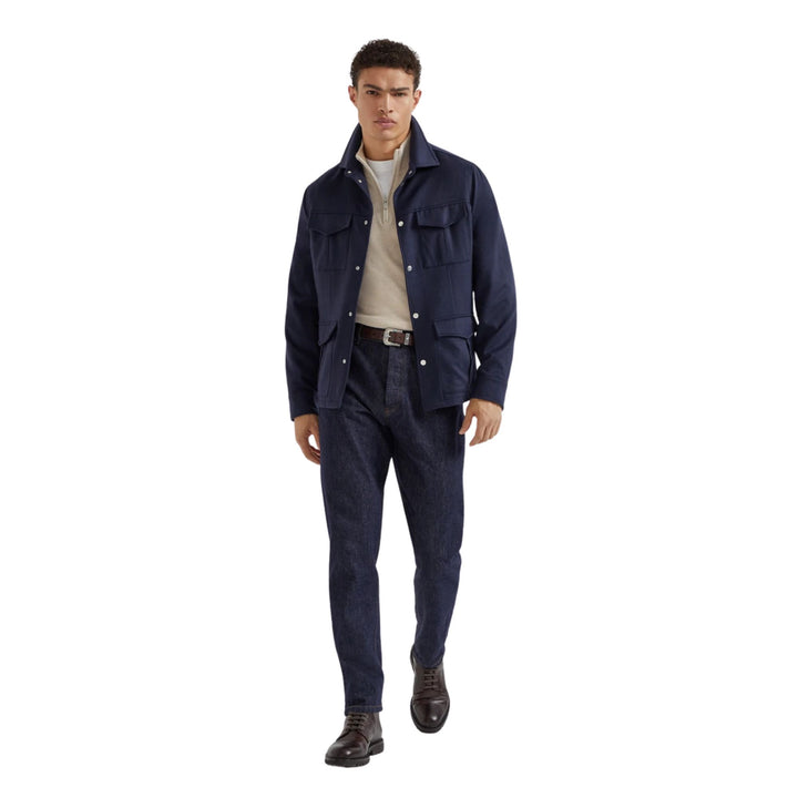 Cashmere sweater with half zip in sand