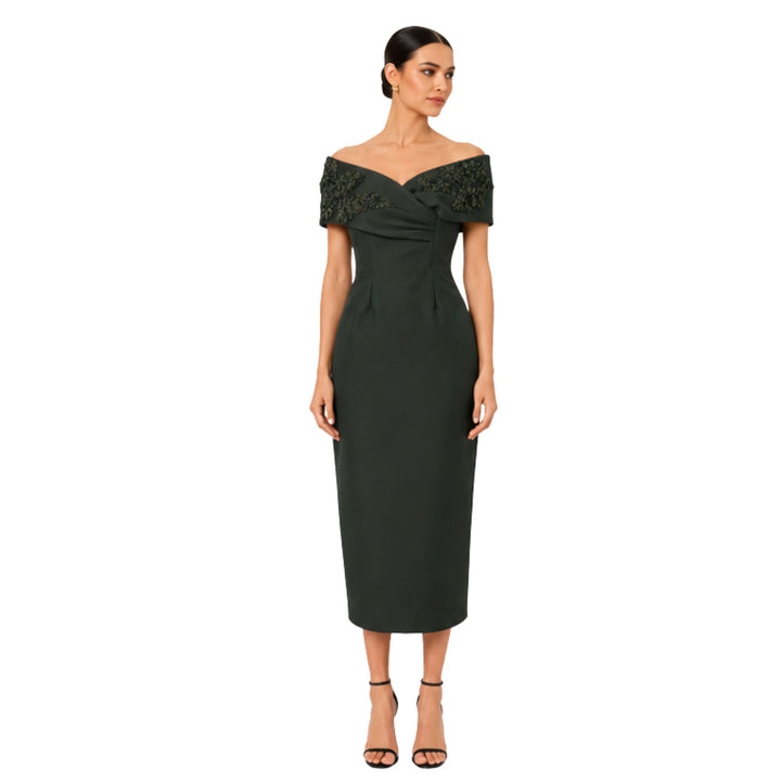 Embellished Off-Shoulder Midi Margaret Dress