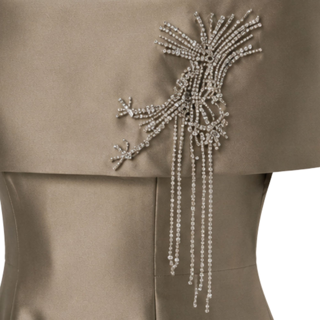 Off Shoulder Crystal Embellished Gown