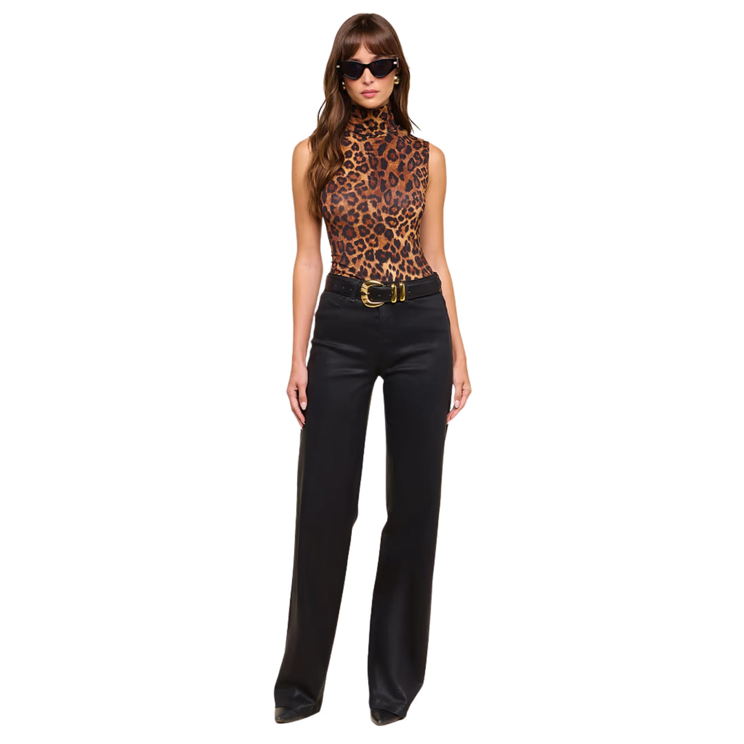 Ceci Sleeveless Leopard Tank in Tan Multi Javan Leopard