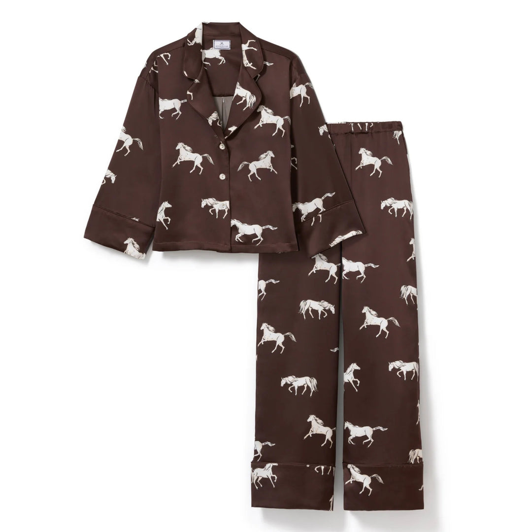 Celine Silk Pajama Set in Highgrove Equestrian