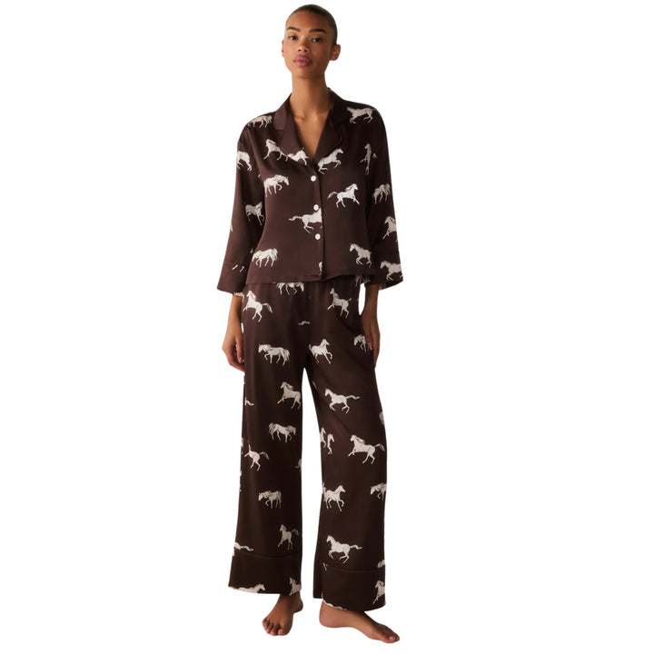 Celine Silk Pajama Set in Highgrove Equestrian