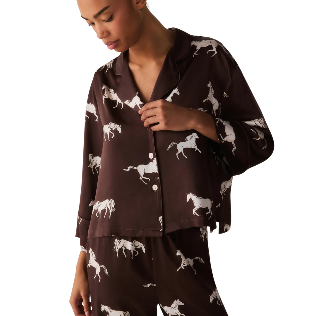 Celine Silk Pajama Set in Highgrove Equestrian