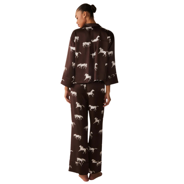 Celine Silk Pajama Set in Highgrove Equestrian