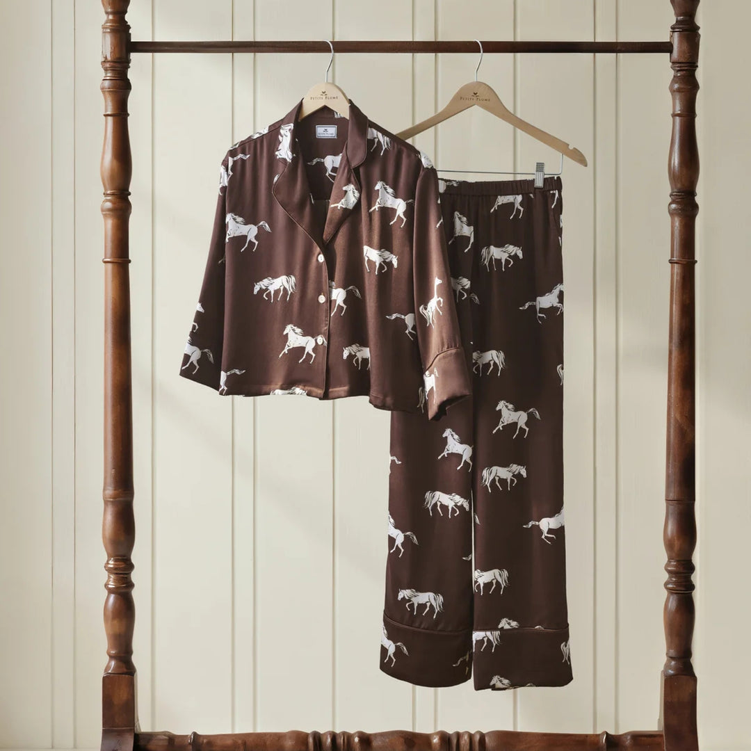 Celine Silk Pajama Set in Highgrove Equestrian