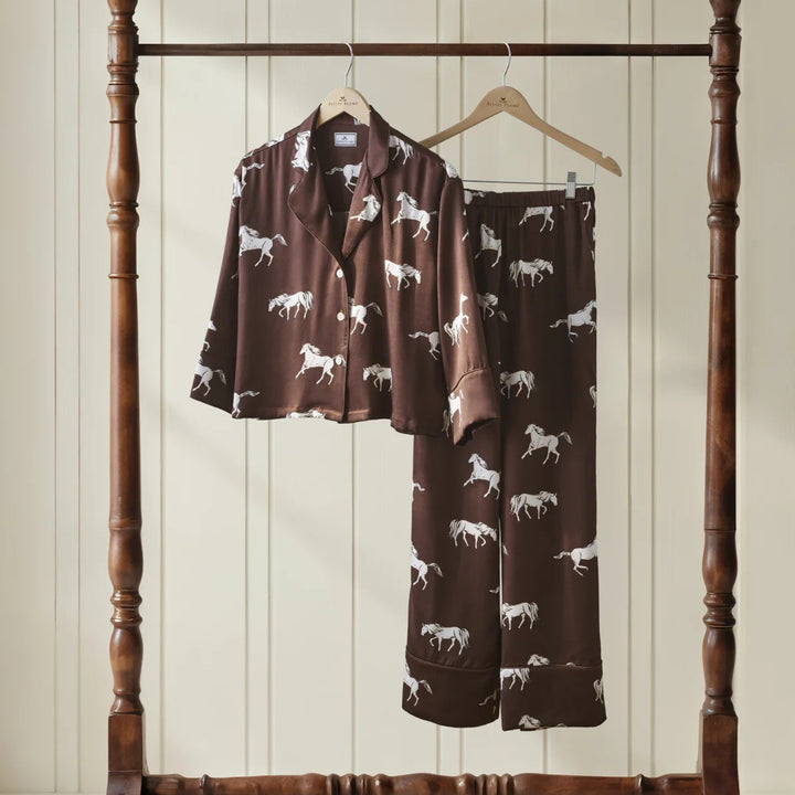 Celine Silk Pajama Set in Highgrove Equestrian