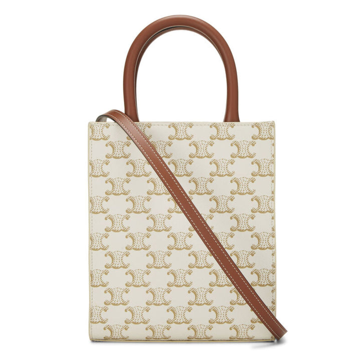 Céline Triomphe Coated Canvas Vertical Tote Small in White