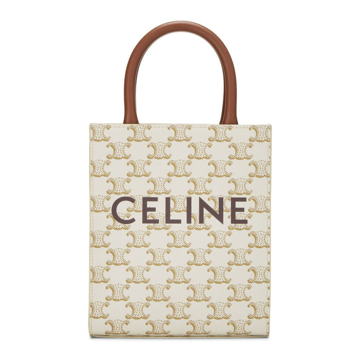 Céline Triomphe Coated Canvas Vertical Tote Small in White