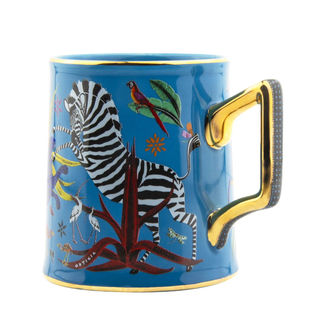 Ceramic Jungle Blue Tazza