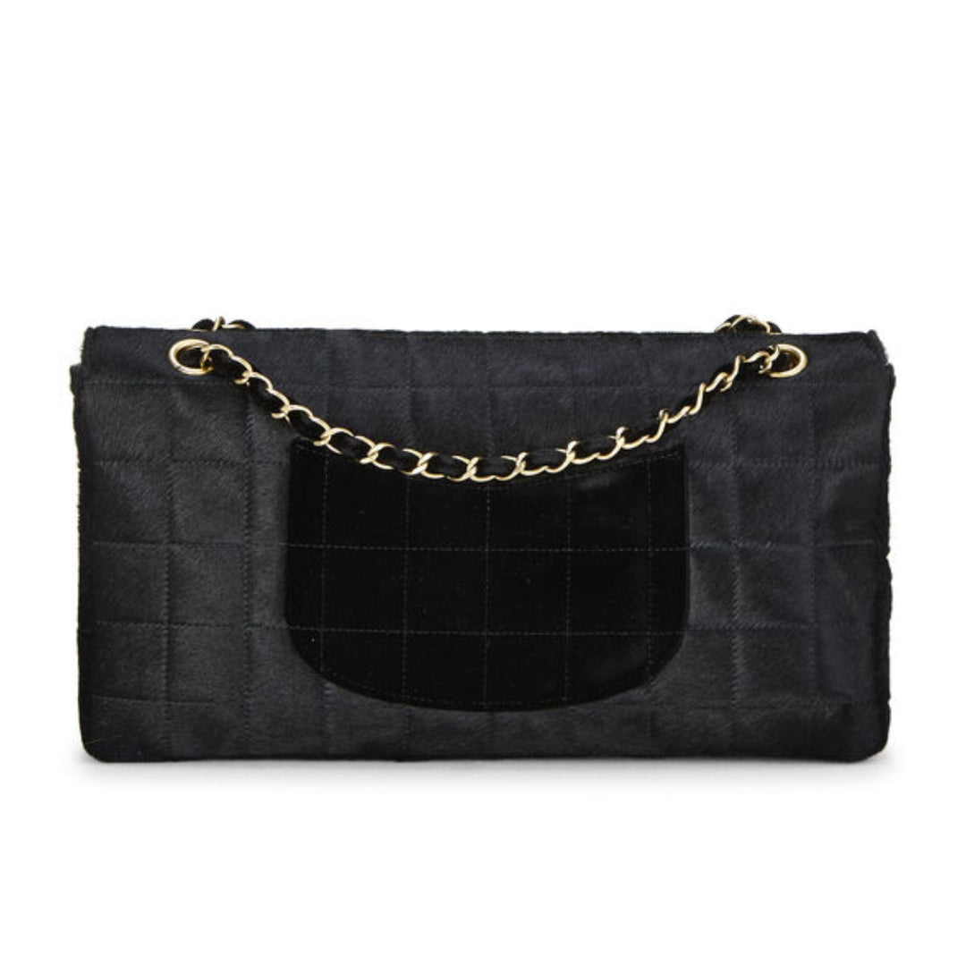 Chanel Ponyhair Chocolate Bar Shoulder Bag in Black