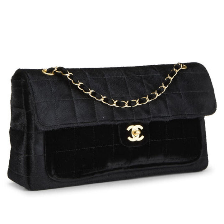 Chanel Ponyhair Chocolate Bar Shoulder Bag in Black