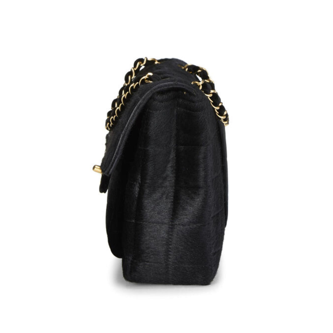 Chanel Ponyhair Chocolate Bar Shoulder Bag in Black