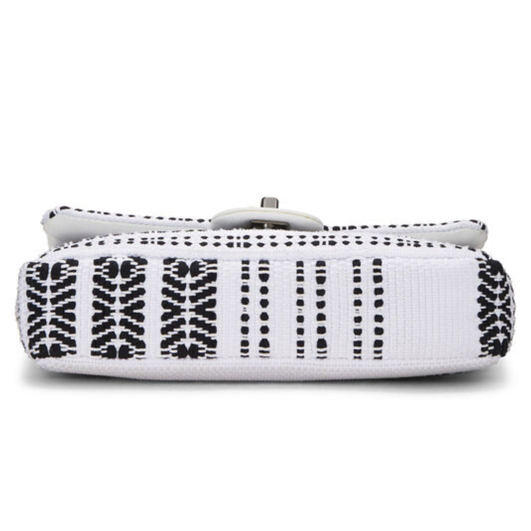 Chanel White Woven Half Flap Medium 10"