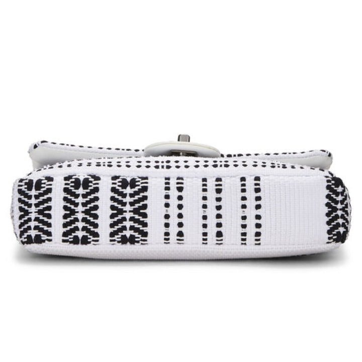 Chanel White Woven Half Flap Medium 10"