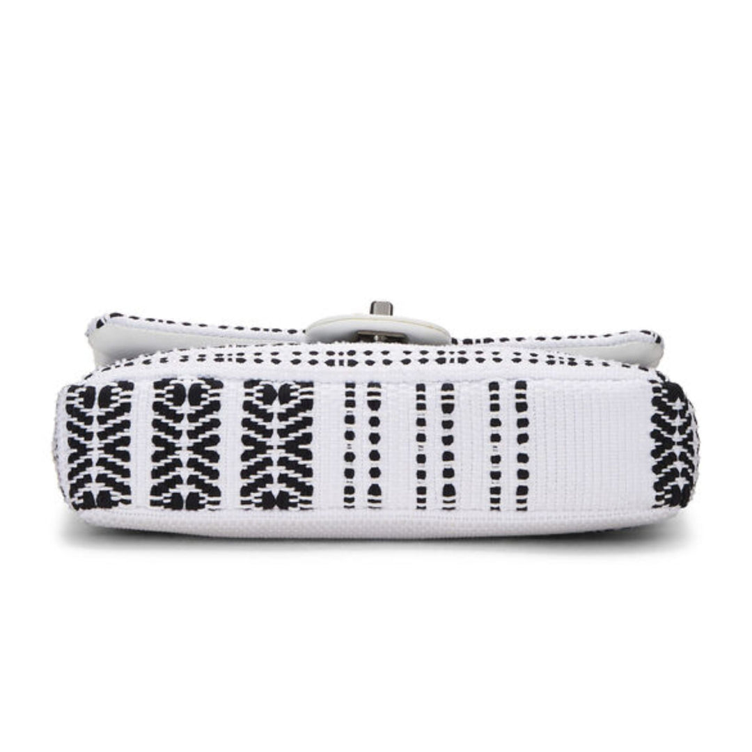 Chanel White Woven Half Flap Medium 10"