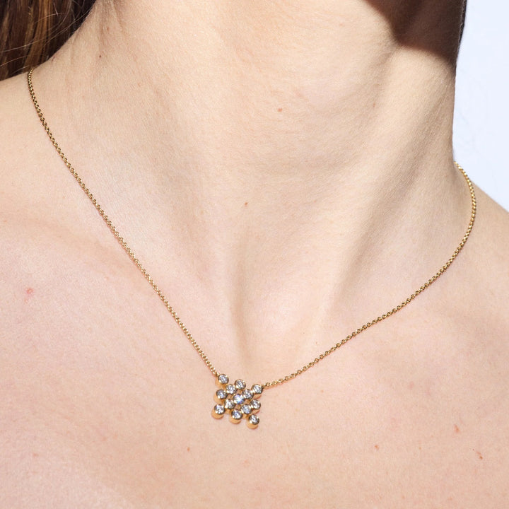 Checkerboard Pendant - 1.00ct 18KY
