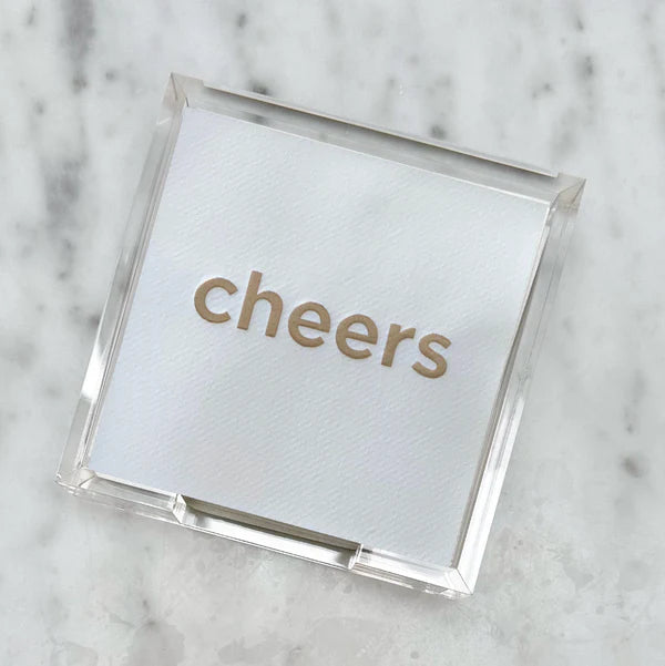 Cheers Acrylic Tray and Foil Embossed Napkins Set