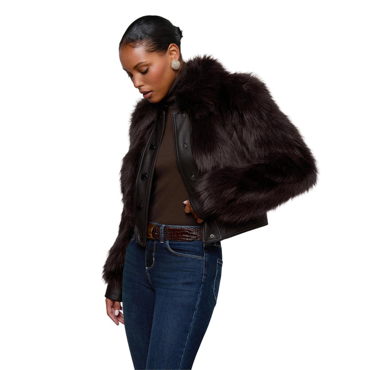 Claira Fox Fur Leather Trim Jacket