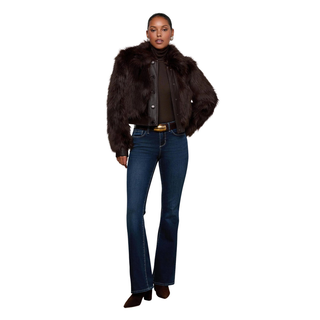 Claira Fox Fur Leather Trim Jacket