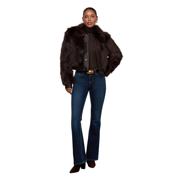 Claira Fox Fur Leather Trim Jacket
