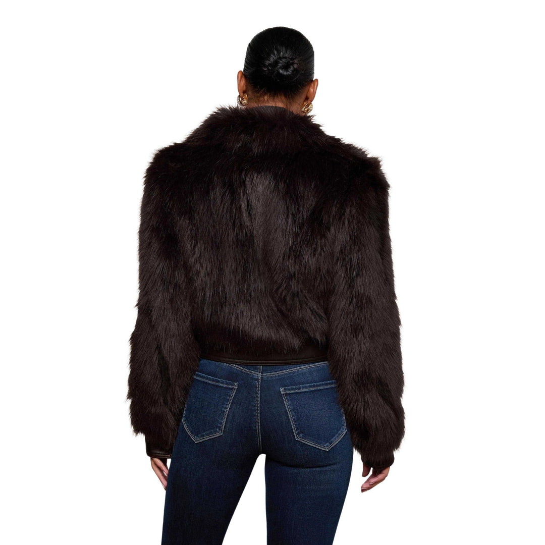Claira Fox Fur Leather Trim Jacket