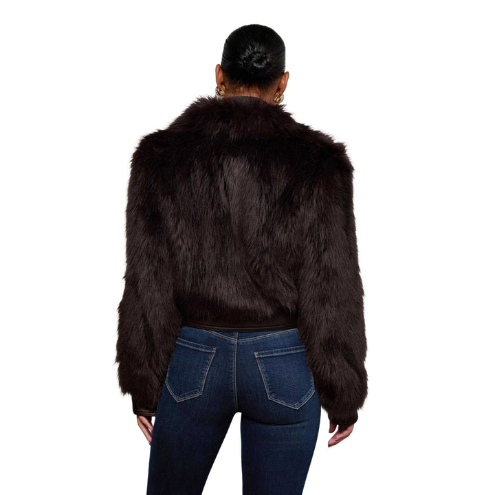 Claira Fox Fur Leather Trim Jacket