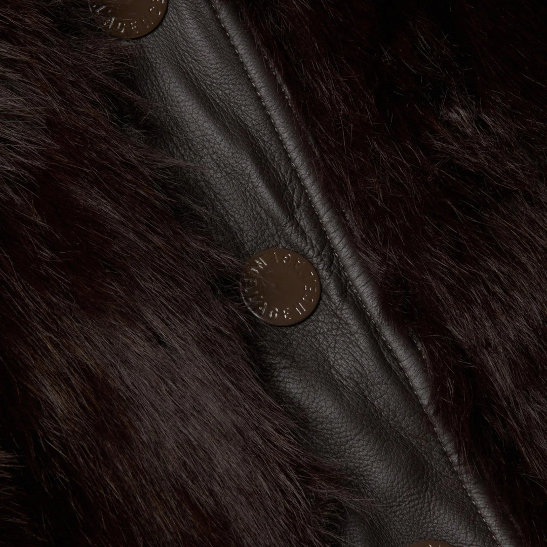 Claira Fox Fur Leather Trim Jacket