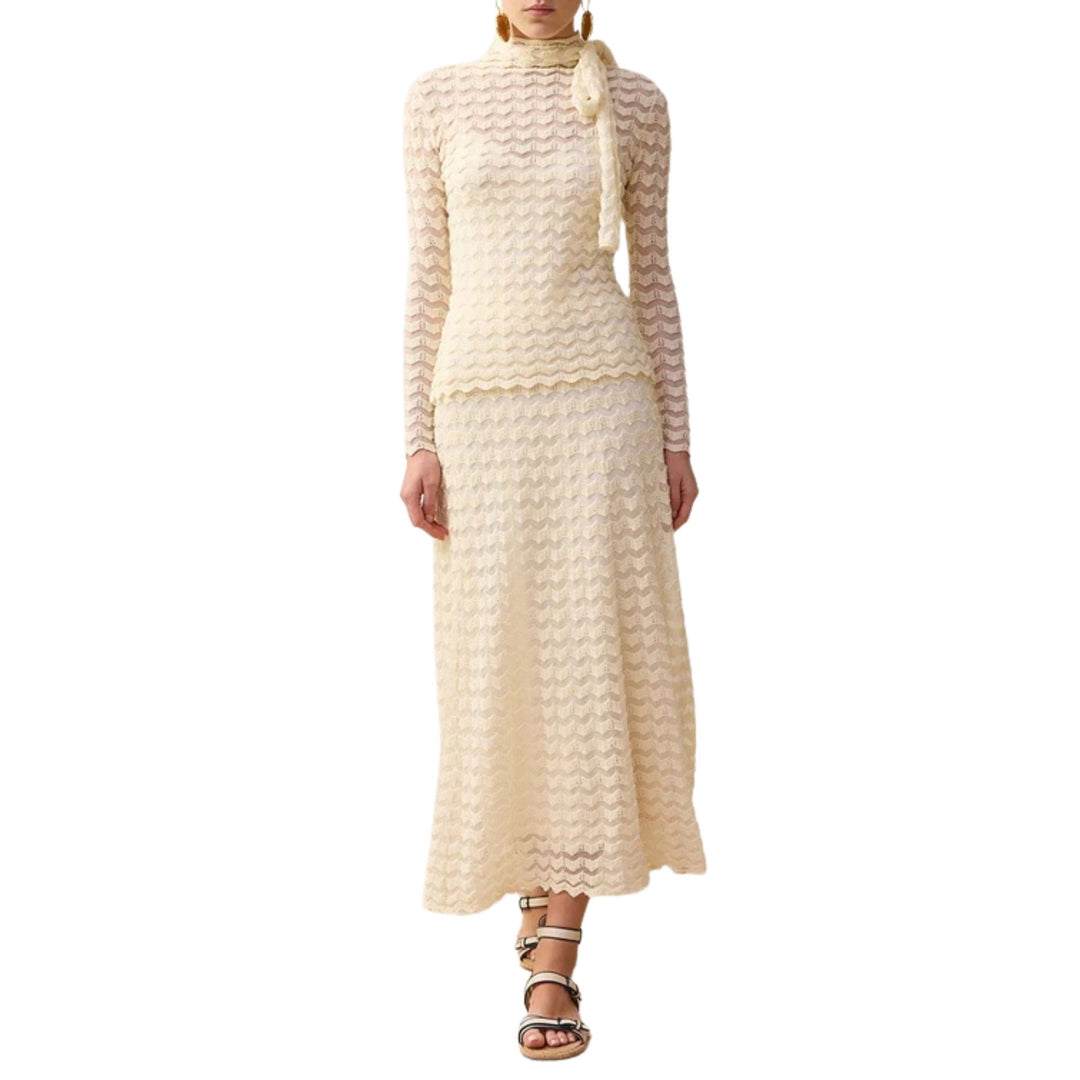 Clash Wave Skirt in Cream