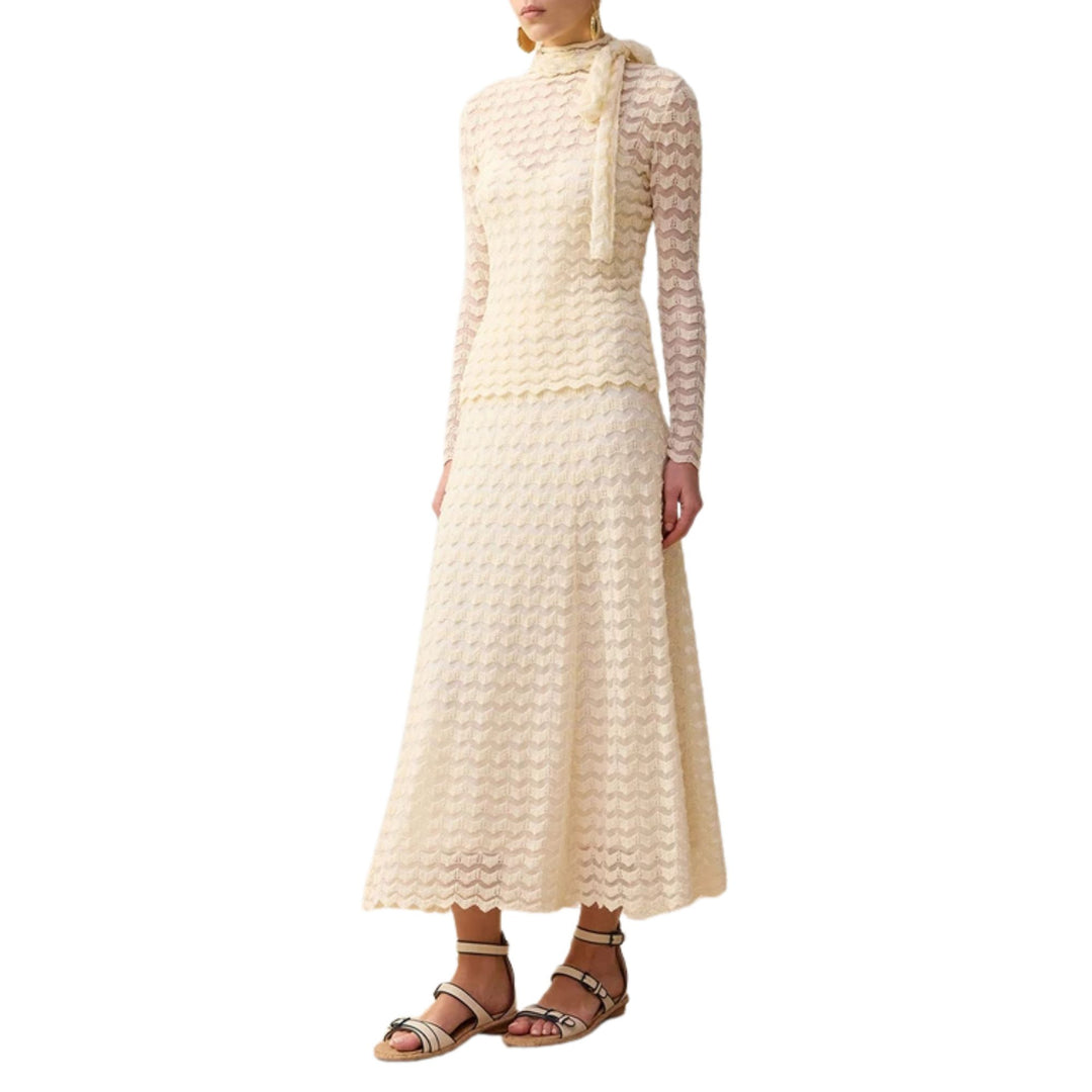 Clash Wave Skirt in Cream
