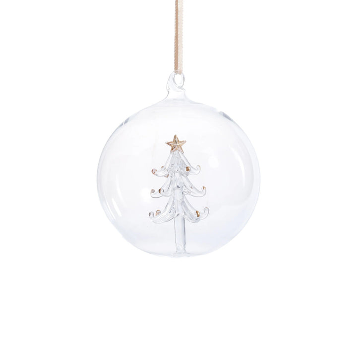 Clear Glass Ball Ornament with Tree Inside - 4.75"