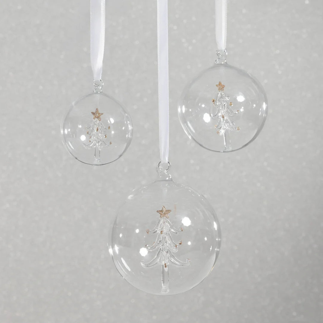 Clear Glass Ball Ornament with Tree Inside - 4.75"